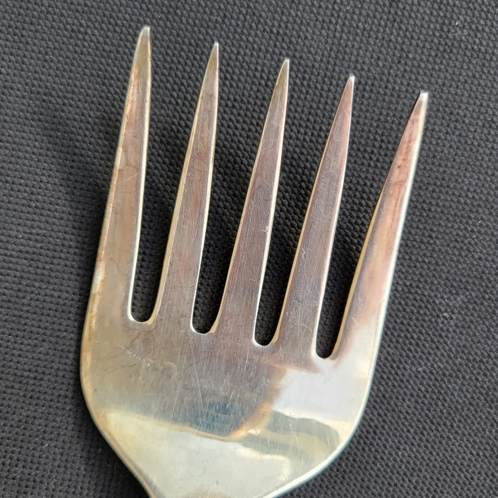 Vintage Sheffield England EPNS A1 Silverplated Large Serving Fork 5-tine Unique!